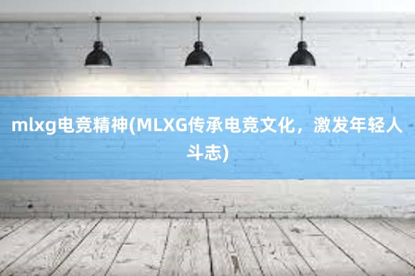 mlxg电竞精神(MLXG传承电竞文化，激发年轻人斗志)